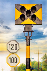 Traffic light of train on evening