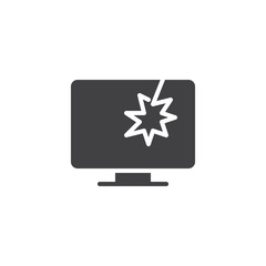 Broken tv screen vector icon. filled flat sign for mobile concept and web design. lcd tv broken simple solid icon. Symbol, logo illustration. Pixel perfect vector graphics
