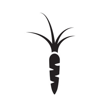 Carrot icon, black isolated on white background, vector illustration.