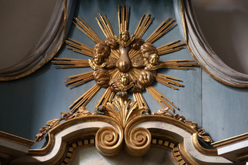 Oeil de Dieu. Eglise Saint-Gervais et Saint-Protais. Saint-Gervais-les-Bains. Eye of God. St. Gervais and St. Protais Church. Saint-Gervais-les-Bains.