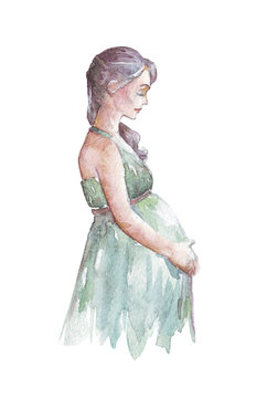 pregnant woman watercolor