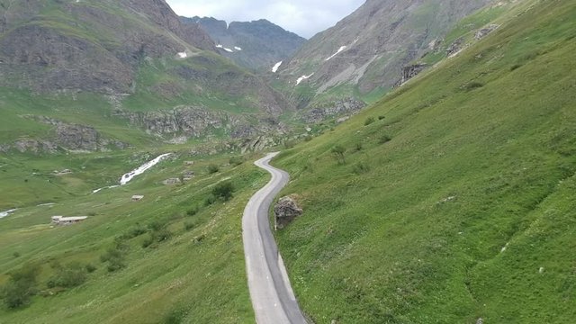 Drone Reveal A Mountain Road Going Deep Into a Isoard Pass in France