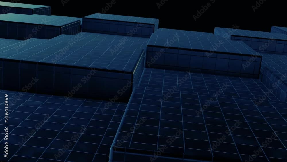 Poster 3d animation - abstract background of black cubes with wave movement. abstract surface of moving cub