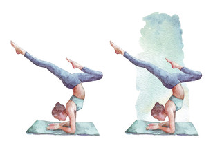 sporty girl practices Forearm Stand