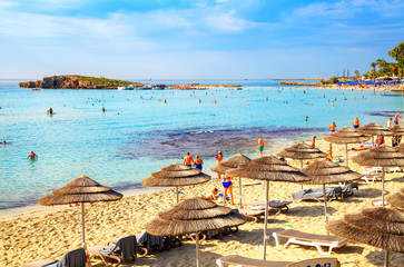  Nissi beach in Aiya Napa, Cyprus. Ayia Napa coastline.