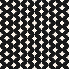 Art deco vector seamless pattern. Simple stylish monochrome geometric texture with smooth shapes, small curved rhombuses, wavy lines. Elegant abstract background. Design for decor, fabric, prints, web