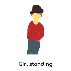 girl standing icon isolated on white background. Simple and editable girl standing icons. Modern icon vector illustration.