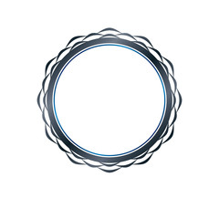 Luxury round frame with empty copy-space, classic heraldic blank circular shape created with undulate stripes and curves. Retro style label, decorative mirror border.