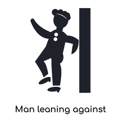 Man leaning against the wall icon vector sign and symbol isolated on white background, Man leaning against the wall logo concept