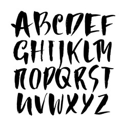 Hand drawn modern dry brush lettering. Grunge style alphabet. Handwritten font. Vector illustration.