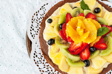 Healthy snack fruit pizza