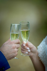 Glasses of champagne at the ceremony. Wedding.
