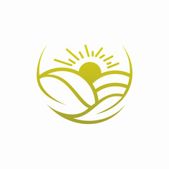 Nature Farm,Sunset or Sunrise Logo Vector Design Concept