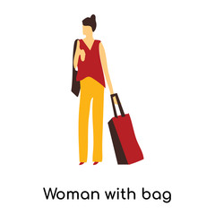 woman with bag icon isolated on white background. Simple and editable woman with bag icons. Modern icon vector illustration.