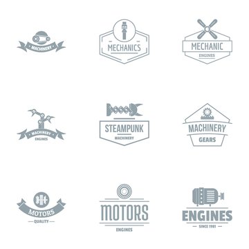 Mech logo set. Simple set of 9 mech vector logo for web isolated on white background