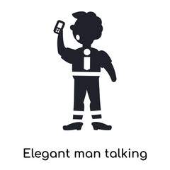 Elegant man talking through phone icon vector sign and symbol isolated on white background, Elegant man talking through phone logo concept
