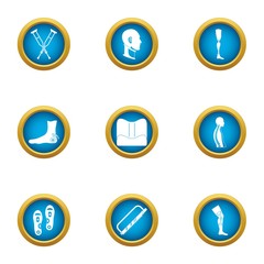 Cripple icons set. Flat set of 9 cripple vector icons for web isolated on white background