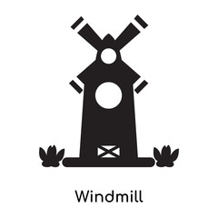 Windmill icon vector sign and symbol isolated on white background, Windmill logo concept