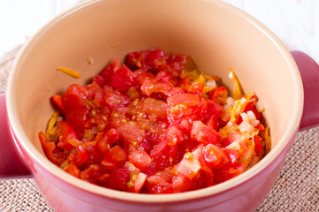 Process of cooking vegetable stew