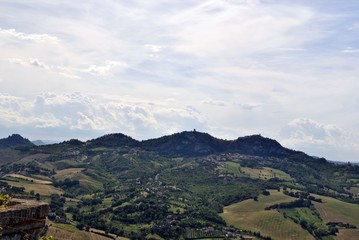 Fototapeta na wymiar a view of italian countryside in Romagna at Verrucchio castle