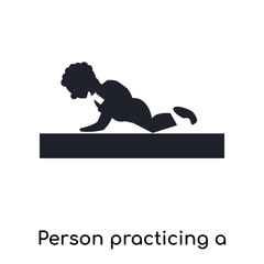 Person practicing a strengthen posture icon vector sign and symbol isolated on white background, Person practicing a strengthen posture logo concept