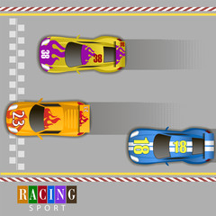 Vector racing cars and inscription