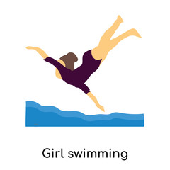 girl swimming icon isolated on white background. Simple and editable girl swimming icons. Modern icon vector illustration.