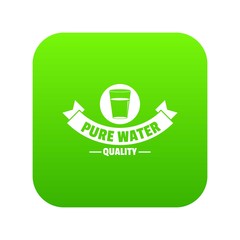 Quality pure water icon green vector isolated on white background