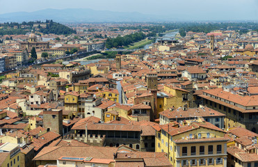 Fototapeta na wymiar Beautiful view of Florence from Palazzo Vecchio in Florence, Italy