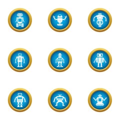 Humanoid icons set. Flat set of 9 humanoid vector icons for web isolated on white background