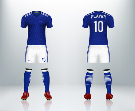 Blue soccer jersey uniform set  design in vector illustration