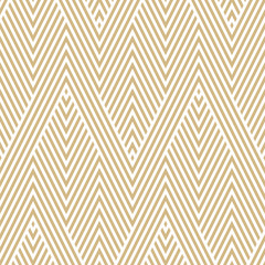 Vector golden geometric seamless pattern. Modern texture with lines, stripes. Simple abstract geometry graphic design. Elegant white and gold background. Trendy design for decor, carpet, fabric, web