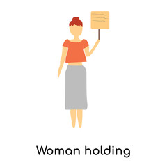 woman holding message icon isolated on white background. Simple and editable woman holding message icons. Modern icon vector illustration.