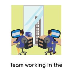 team working in the office icon isolated on white background. Simple and editable team working in the office icons. Modern icon vector illustration.