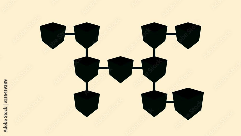 Aufkleber blockchain technology data transfer. blockchain system. a pan across a concept network of interconne
