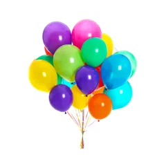 Foto op Canvas Bunch of colorful balloons on white background. Festive decor © New Africa