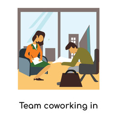 team coworking in office icon isolated on white background. Simple and editable team coworking in office icons. Modern icon vector illustration.