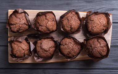 Sweet dessert chocolate muffins or cupcake