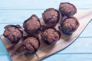 Sweet dessert chocolate muffins or cupcake