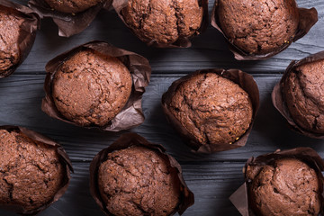 Sweet dessert chocolate muffins or cupcake