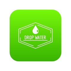 Drop water icon green vector isolated on white background