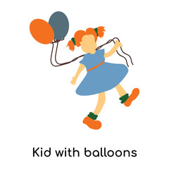 kid with balloons icon isolated on white background. Simple and editable kid with balloons icons. Modern icon vector illustration.