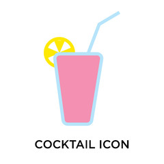 cocktail icon isolated on white background. Simple and editable cocktail icons. Modern icon vector illustration.