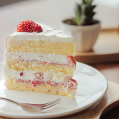 Closeup Piece of Strawberry Cake