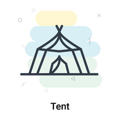 Fototapeta premium Tent icon vector sign and symbol isolated on white background, Tent logo concept