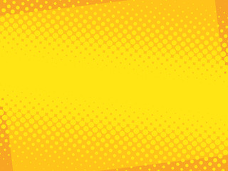 Comic yellow background. Halftone dot pop art retro style