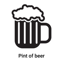 Pint of beer icon vector sign and symbol isolated on white background, Pint of beer logo concept