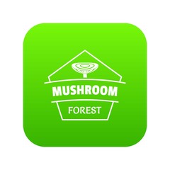 Mushroom forest icon green vector isolated on white background