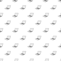 Laptop with protection shield icon in outline style on a white background