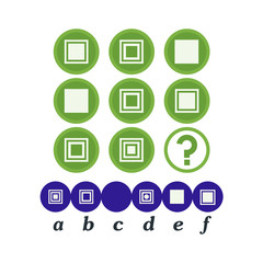 IQ test. Choose correct answer. Logical task, educational game for kids. development of logic, iq. Task game what comes next, Vector illustration